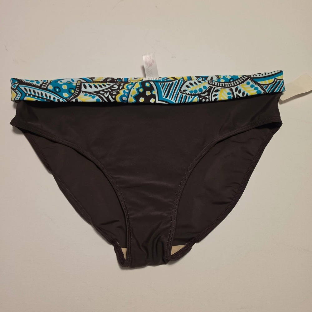 Aloha Seperates Paisley Print Waistband Brown Swim Bikini Bottom Size 16 NEW